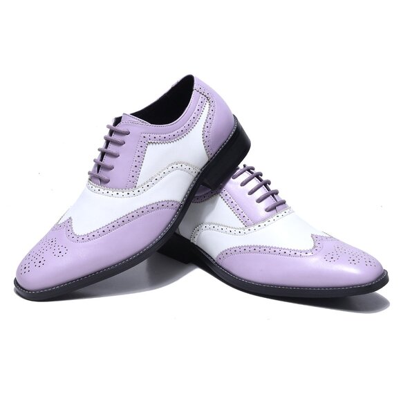 Lavender White 1920\'s Wingtip Lace up Oxford Dress Shoes main image 5